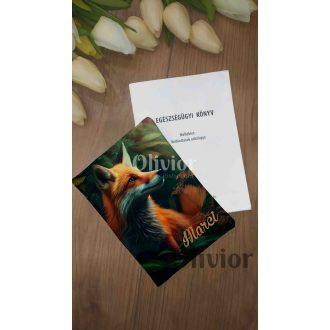   Rókás egészségügyi kiskönyv borító névvel nyomott mintával