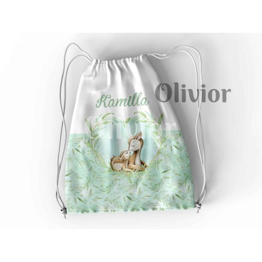 Őzikés ovis zsák névvel óvodai jellel