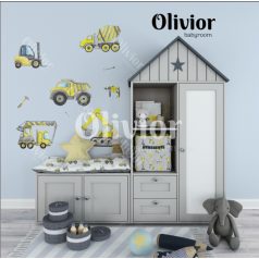 Construction machinery in action wall sticker for boys room