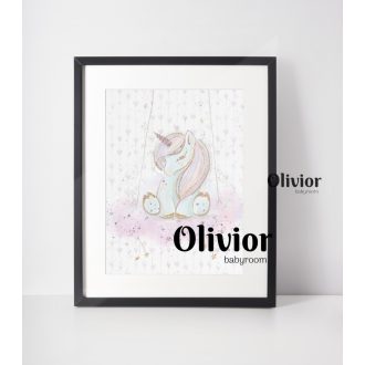   Unikornisok álma fali kép dekoráció - felhőn ülő unikornis