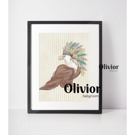 Wild West Happiness Wall Image in A4 Size with Native American Eagle Pattern