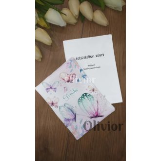   Pillangós egészségügyi kiskönyv borító névvel nyomott mintával