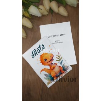   Dinós egészségügyi kiskönyv borító névvel nyomott mintával