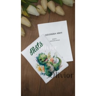   Dinós egészségügyi kiskönyv borító névvel nyomott mintával