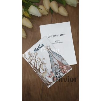   Erdei állatos egészségügyi kiskönyv borító névvel nyomott mintával