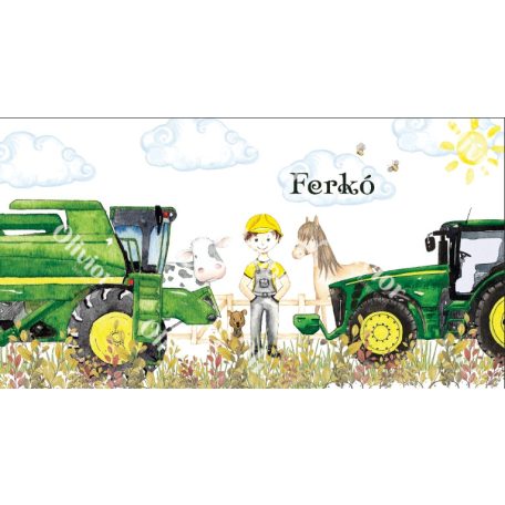 Traktor a farmon falvédő fiúknak, traktoros gyerekszobába