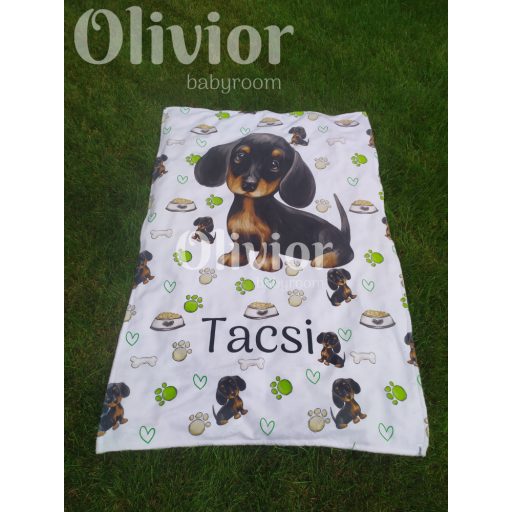 Puha wellsoft tacsis pléd, takaró kutyapléd tacskó mintával