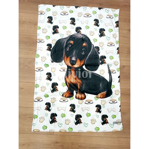 Puha wellsoft tacsis pléd, takaró kutyapléd tacskó mintával