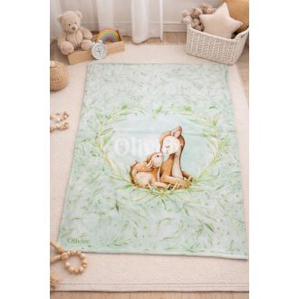 Őzike mintás puha baba pléd, takaró