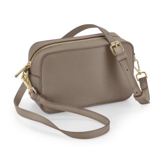 Barna crossbody táska arany cipzárral